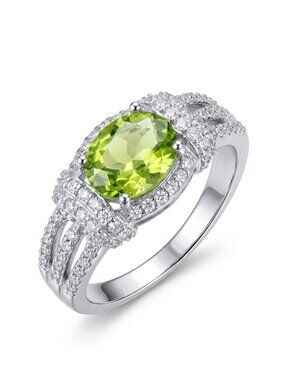 Green Peridot Oval ring, 925 Sterling Silver Charmed Aroma Birthstone Collection
